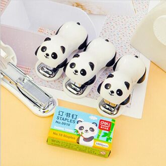 Pakket 1Pc Mini Nietmachine Set Cartoon Panda Kind Leren Briefpapier School Kantoorbenodigdheden Paperclip Houder
