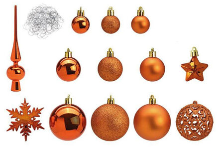 Pakket met 110x stuks kunststof kerstballen/ornamenten met piek koper