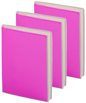 Pakket van 10x stuks notitieblokje zachte kaft roze met plastic hoes 10 x 13 cm