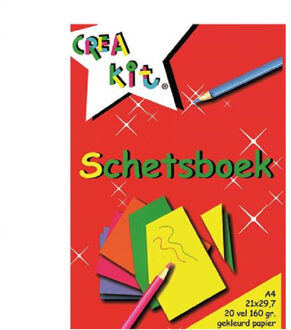 Pakket van 2x stuks A4 schetsboeken/tekenboeken gekleurd papier 20 vellen