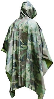 Pakket van 2x stuks groene legerprint regencape poncho met capuchon voor volwassenen - Regenponcho's