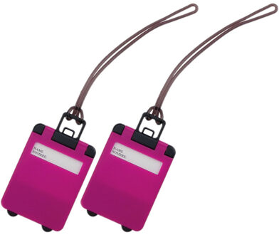 Pakket van 2x stuks kofferlabels fuchsia roze 9,5 cm - Bagagelabels