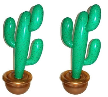 Pakket van 2x stuks mexicaanse Cactus plant opblaasbaar 90 cm - Tropische Hawaii feestartikelen/versiering