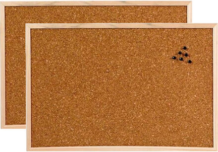 Pakket van 2x stuks prikborden van kurk 60 x 45 cm