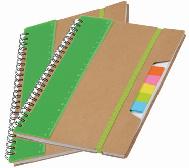 Pakket van 2x stuks schoolschriften/collegeblokken A5 groen