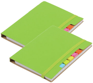 Pakket van 2x stuks schoolschriften/notitieboeken A6 harde kaft gelinieerd groen