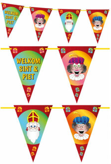 Pakket van 2x stuks Sinterklaas Welkom Sint en Piet vlaggenlijn 6 meter
