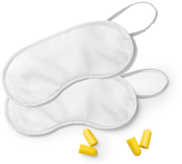 Pakket van 2x stuks slaapmaskers wit met oordoppen - Reisbagage en reisaccessoires