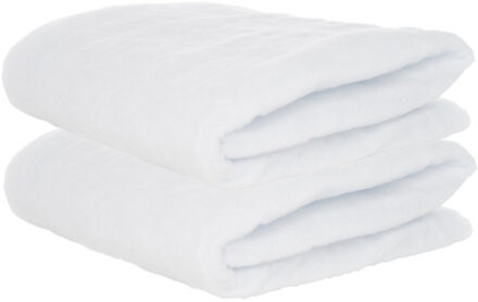 Pakket van 2x stuks sneeuwdekens / sneeuwtapijt brandvertragend 100 x 100 cm - Decoratiesneeuw Wit