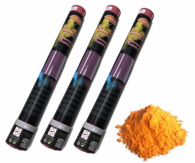 Pakket van 3x stuks kleurenpoeder shooters oranje 40 cm