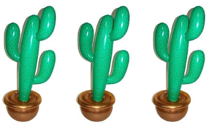 Pakket van 3x stuks mexicaanse Cactus plant opblaasbaar 90 cm - Tropische Hawaii feestartikelen/versiering