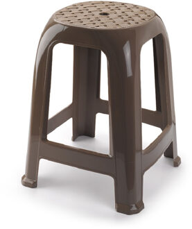 Pakket van 3x stuks opstap krukje/keukenkrukje/verhoger opstapjes taupe bruin 37 x 37 x 46,5 cm