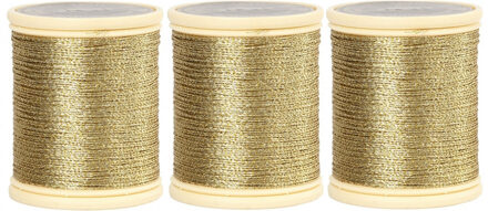 Pakket van 3x stuks rolletjes Goud metallic draad 40 meter