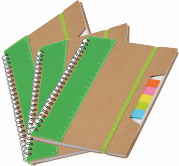 Pakket van 3x stuks schoolschriften/collegeblokken A5 groen