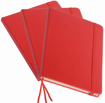 Pakket van 3x stuks schoolschriften/notitieboeken A5 harde kaft gelinieerd rood