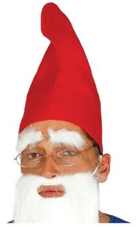 Pakket van 4x stuks rode kaboutermutsen/dwergenmutsen voor volwassenen - Kabouter puntmuts verkleedkleding voor volwassenen