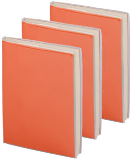 Pakket van 5x stuks notitieblokje zachte kaft oranje met plastic hoes 10 x 13 cm