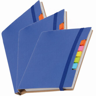 Pakket van 5x stuks schoolschriften/notitieboeken A6 harde kaft gelinieerd blauw