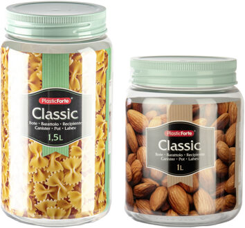 Pakket van 6x kunststof keuken voorraadpotten - weckpotten - mintgroen