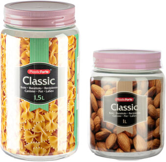 Pakket van 6x kunststof keuken voorraadpotten/weckpotten oud roze