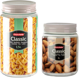 Pakket van 6x kunststof keuken voorraadpotten - weckpotten taupe