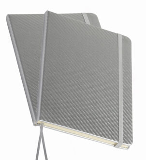 Pakket van 8x stuks schoolschriften/notitieboeken A5 gelinieerd harde kaft - zilver - Met sluitband en bladwijzer