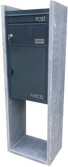 Pakketbrievenbus Milano - Natuursteen En Staal - Antraciet - 41x115x28cm