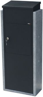 Pakketbrievenbus Toirno Big - Natuursteen En Staal - Zwart - 44x108x23cm