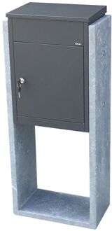 Pakketbrievenbus Torino An - Natuursteen En Staal - Antraciet - 44x105x25cm