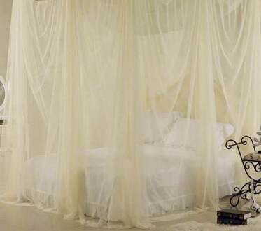 Paleis Klamboe Zwart Wit Voor Dubbele Vier Hoek Bed Post Bed Luifel Klamboe Volledige Queen King Size Beddengoed geel