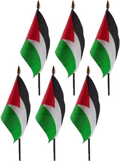 Palestina - 6x - mini vlaggetje van 10 x 15 cm op stokje - Landen vlag - H27 cm