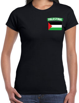 Palestina landen shirt met vlag zwart voor dames - borst bedrukking M