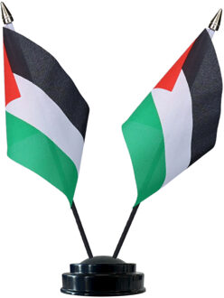 Palestina tafelvlaggetjes set - dubbele vlaggetjes op 1 standaard - 10 x 15 cm mini vlaggen
