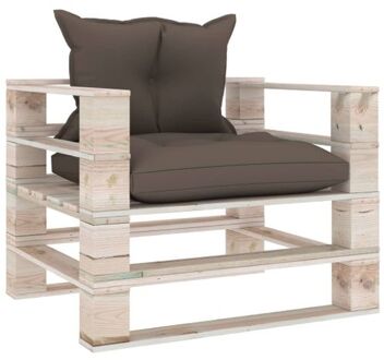 Pallet Armstoel Tuin - 80 x 67.5 x 62 cm - Grenenhout - Taupe