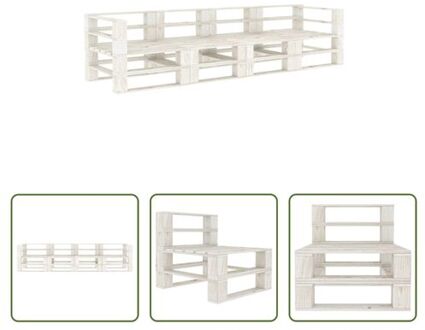 Pallet Bank - Grenenhout - Wit - 260 x 67.5 x 60.8 cm - Geschikt voor binnen- en buitengebruik