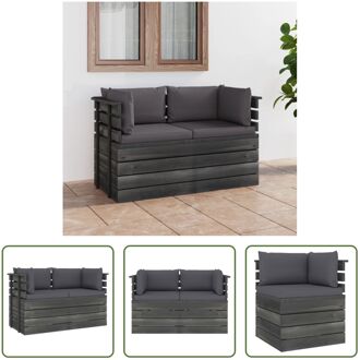 Pallet Hoekbank 65x65x71.5 cm - Massief grenenhout - Antraciet kussen - Montage vereist Bruin