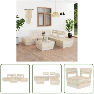 Pallet Lounge Set - 6-delig - Hout - Geïmpregneerd vurenhout - 60 x 60 x 65 cm - Rustieke charme Beige