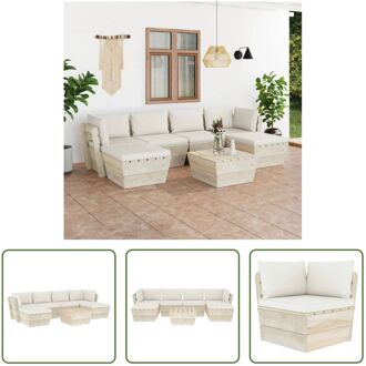 Pallet Lounge Set - 7-delig - Geïmpregneerd vurenhout - 60x60x65 cm - Crèmewit