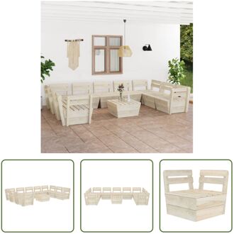 Pallet loungeset - 10-delig - hout - geïmpregneerd vurenhout - 60x60x65cm - rustieke charme Beige