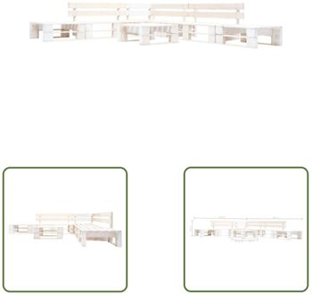 Pallet Loungeset - 280 x 235 x 55 cm - wit - geïmpregneerd grenenhout