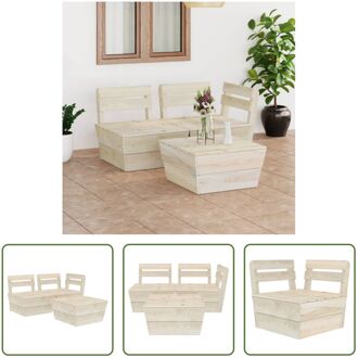 Pallet Loungeset - 3-delig - Houten - 60 x 60 x 65 cm - Geïmpregneerd vurenhout Beige