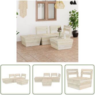 Pallet Loungeset - 4-delig - Geïmpregneerd vurenhout - 60x60x65 cm - Rustieke charme Beige