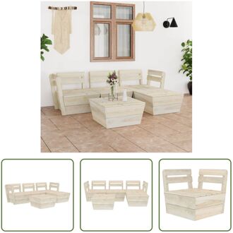 Pallet Loungeset - 5-delig - Geïmpregneerd vurenhout - 60 x 60 x 65 cm (B x D x H) - Rustieke charme Beige