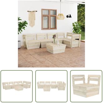 Pallet Loungeset - 6-delig - 60x60x65 cm - Geïmpregneerd vurenhout Beige