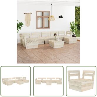 Pallet Loungeset - 8-delig - Vurenhout - 60x60x65 cm - Rustieke charme Beige