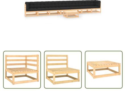 Pallet Loungeset - Grenenhout - 70 x 70 x 67 cm - Antraciet Grijs