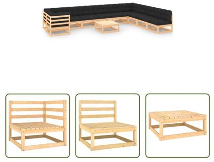 Pallet Loungeset - Grenenhout - 70 x 70 x 67 cm - Antraciet Grijs