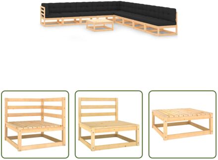 Pallet Loungeset - Grenenhout - 70 x 70 x 67 cm - Antracietkussen Grijs