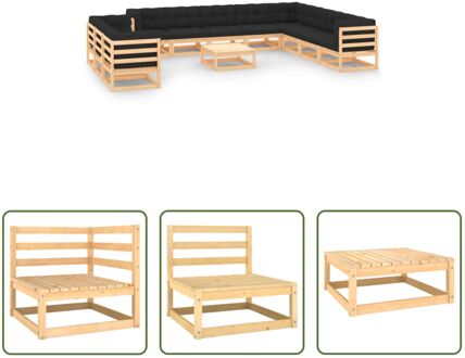 Pallet Loungeset - Grenenhout - Antraciet - 70 x 70 x 67 cm - Modulair design Grijs