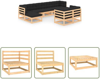 Pallet Loungeset - Grenenhout - Antraciet - 70x70x67 cm - Incl - kussens Grijs